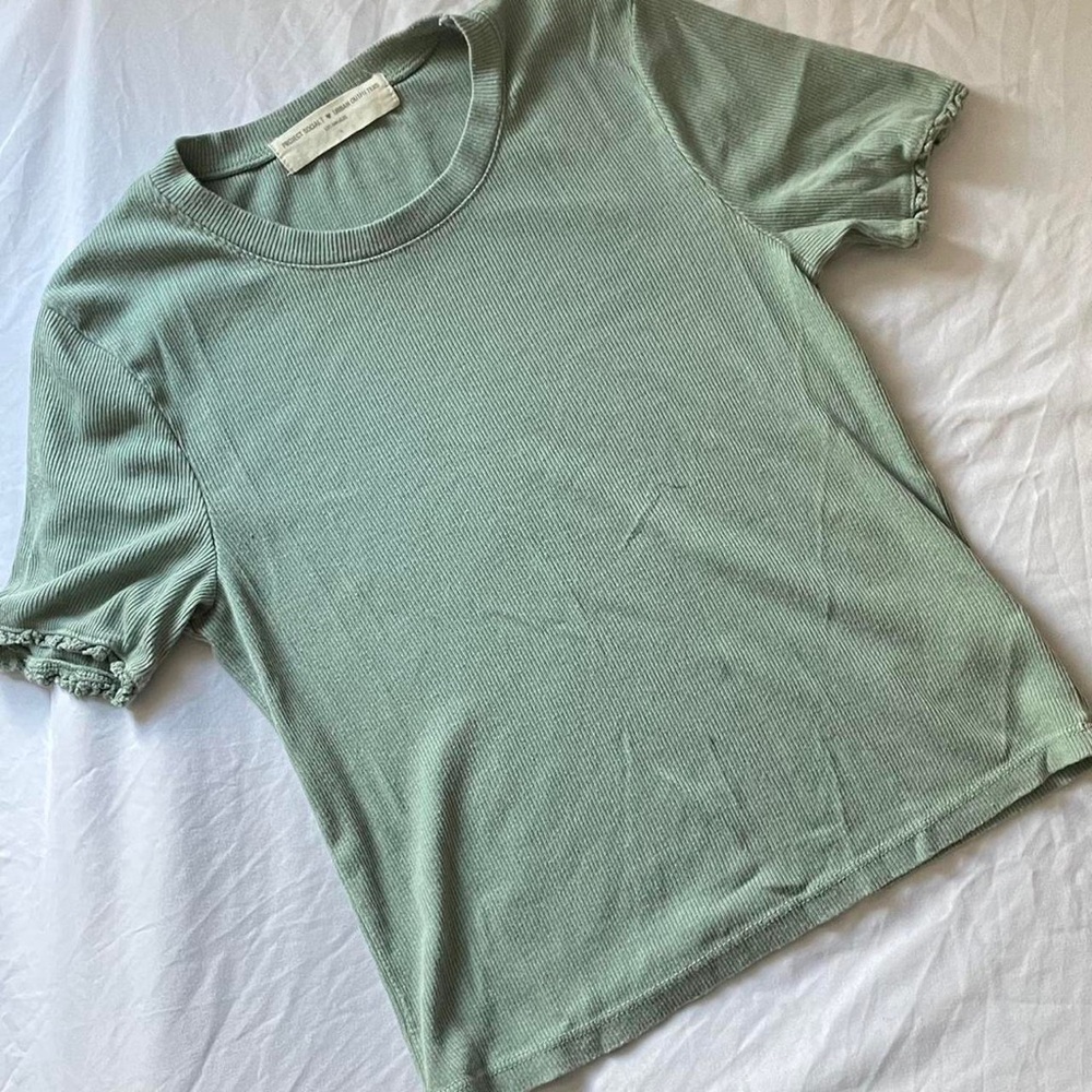 Project social T lace trim crew neck tee
